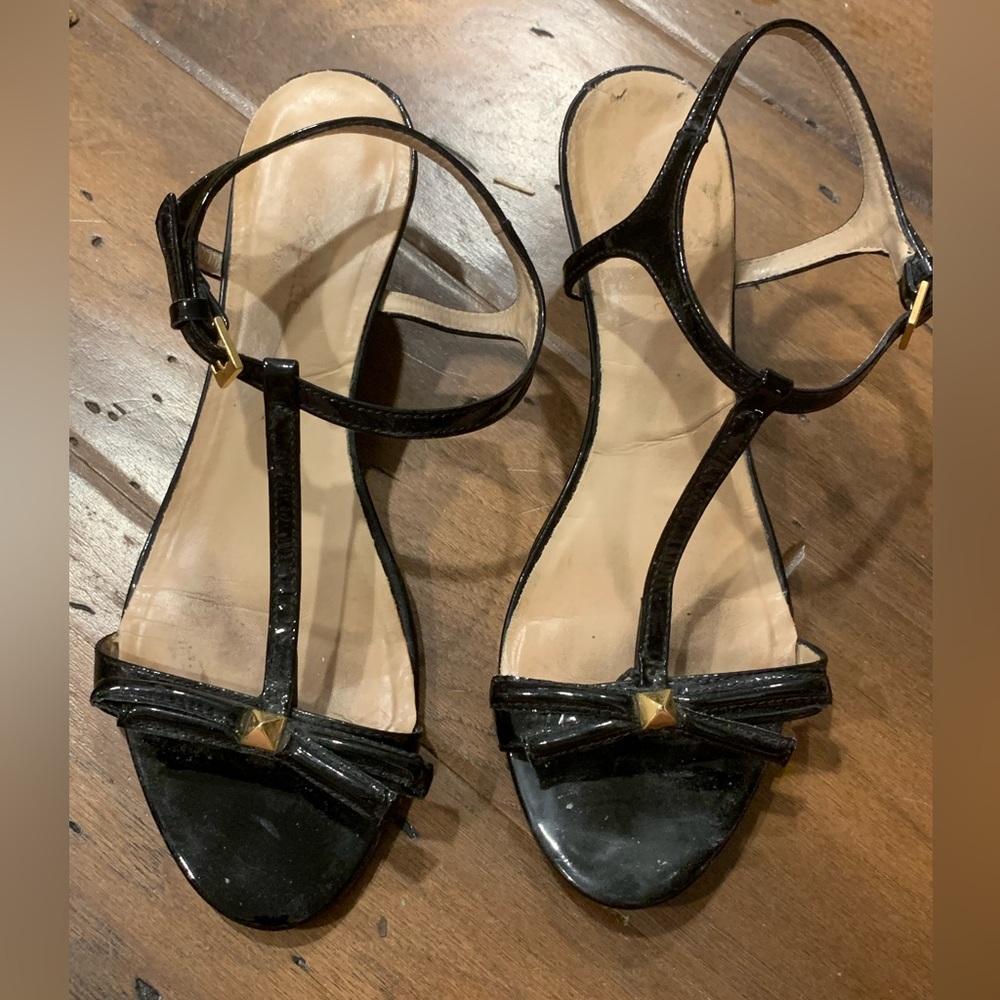 GUC Kate Spade Patent Black Wedge Sandals 8